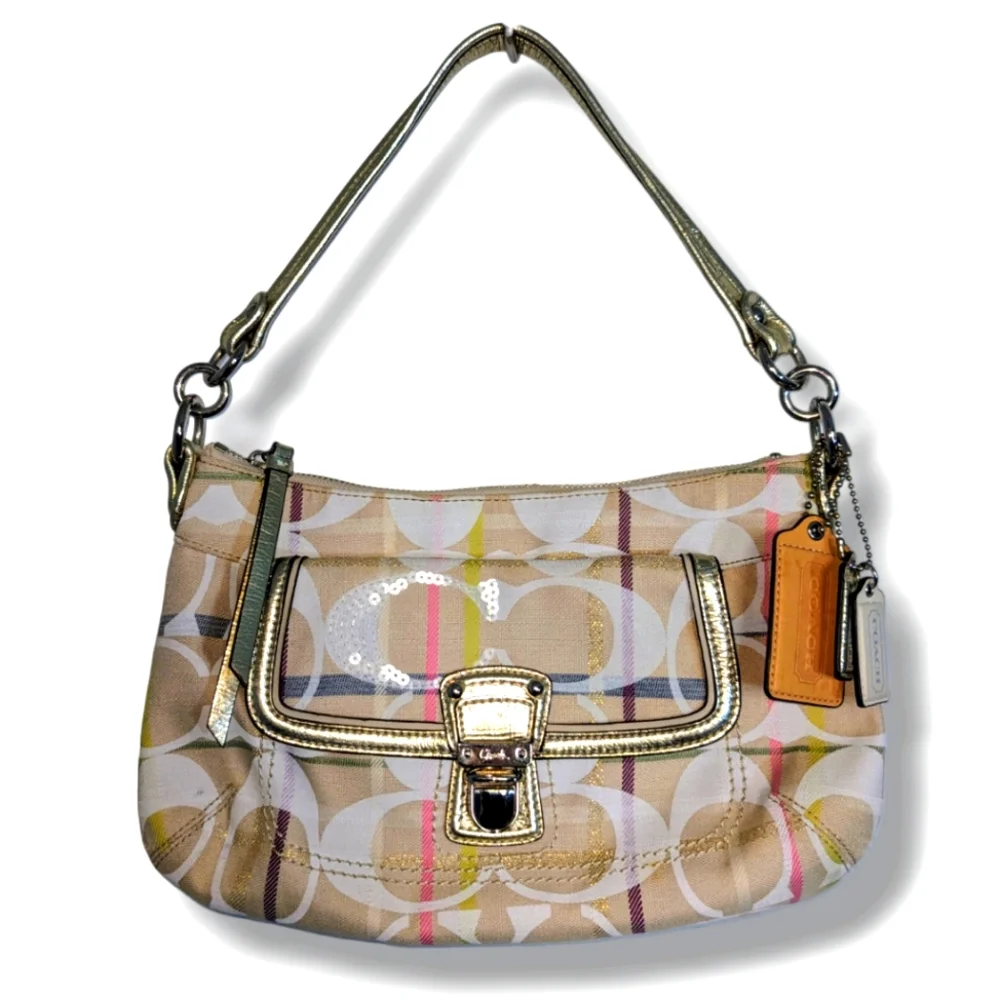 Coach | Retro Leather Canvas Tan Red Beige Handbag Tote Bundle - Picture 6 of 7